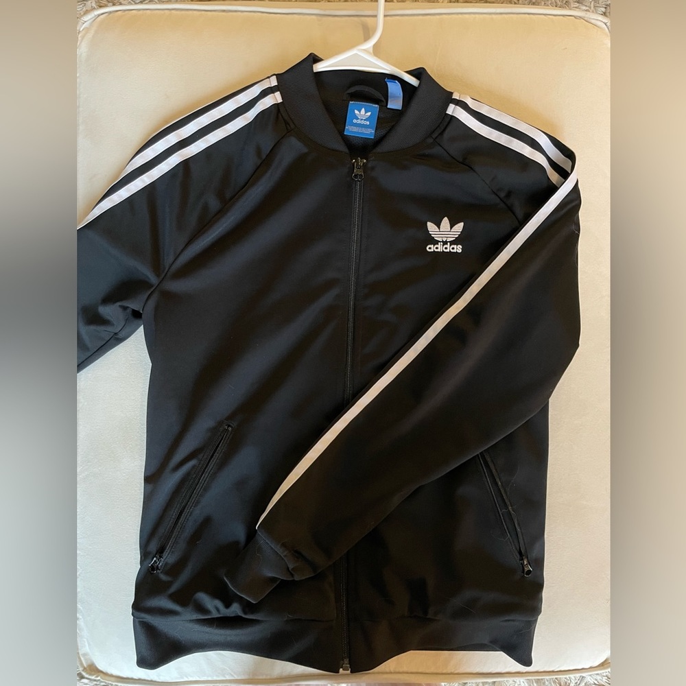 Adidas black nylon zip up jacket